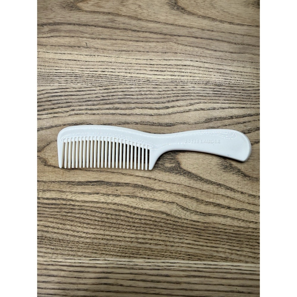 Vintage Estee Lauder Hair Comb White Plastic Regular Tooth Purse Travel 6 1/2"